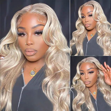 10-613 Blonde Highlight Lace Front Wig Model Show