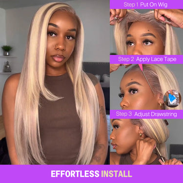 10/613 Blonde Highlight 13x6 Glueless Wig Effortless Install
