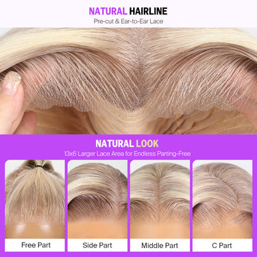 10/613 Blonde Highlight 13x6 Glueless Wig Natural Look