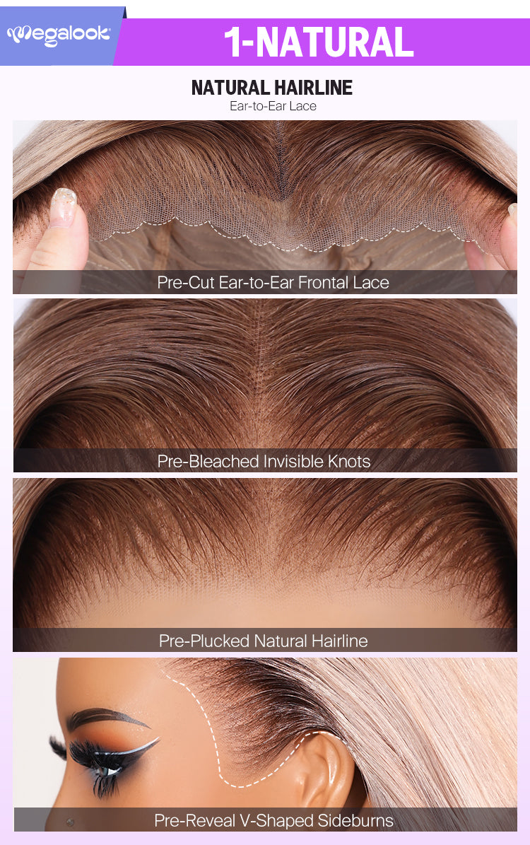 Ash Blonde Ombre 13x6 Glueless Wig Natural Hairline Details