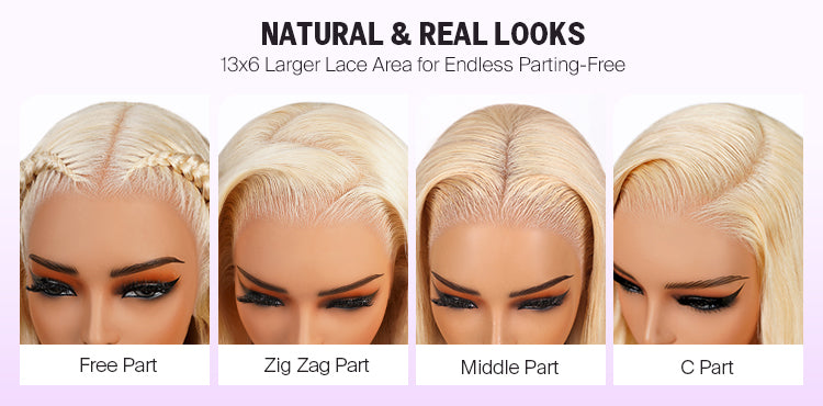 Blonde 13x6 Three Go Glueless Wig Natural Look Details