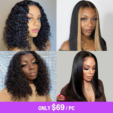 Megalook $69 Final Deal Price 4x4 Lace Closure Natural Black Straight/Deep Wave/Water Water Wig
