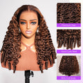 Brown Highlight Water Wave 13x6 Glueless Wig With Finger Coil Ends Details