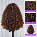 Brown Highlight Curly 13x6 Three Go Wig With Finger Coil Ends Hold Curls Well