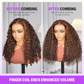 4p30 Curly 13x6 Three Go Wig With Finger Coil Ends Before VS After Combing