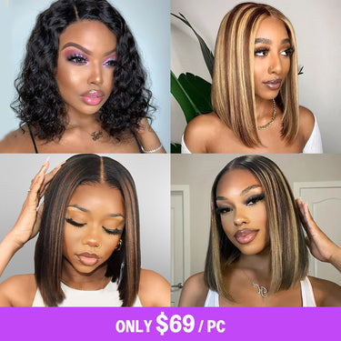 Megalook $69 Final Deal Price 13x4 Lace Frontal /6x6 Pre-cut Lace Straight Wig