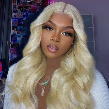 Megalook $89 Final Deal Price 6x5 Pre-Cut Lace Balayage Highlight/613 Honey Blonde Body Wave Wig
