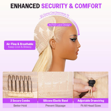 Blonde 13x6 Three Go Glueless Wig Enhanced Security
