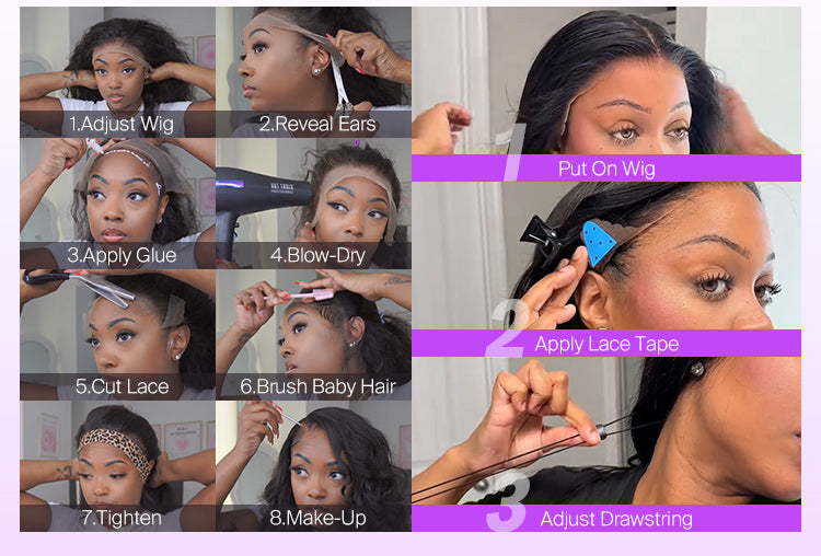 13x6 Three Go Glueless Wig 3-Step Install Details