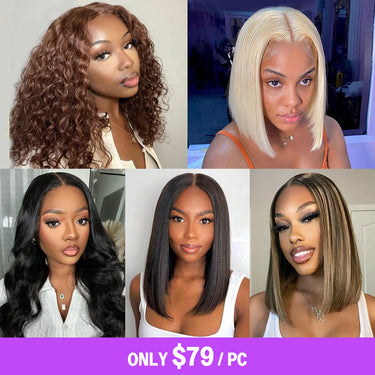 Megalook $79 Final Deal Price #613 #4 1B Balayage 6x5 Pre-Cut Lace & 13x4 Lace Front Wig