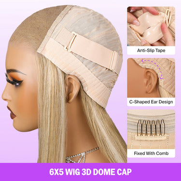 Blonde Highlight 6x5 WIG 3D Dome Cap