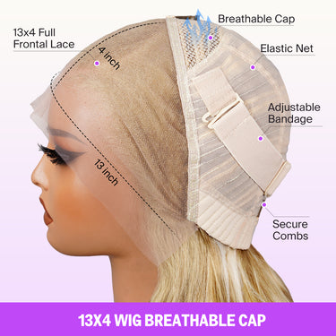 Blonde Khaki Highlight 13x4 Wig Cap