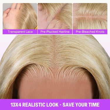 Blonde Khaki Highlight 13-4 Wig Realistic Look