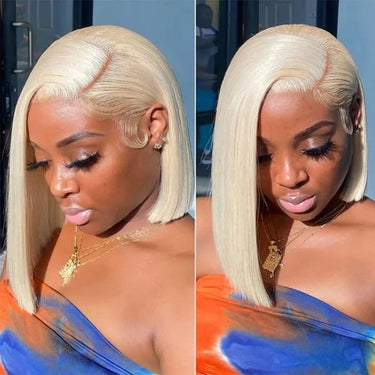Megalook Bogo Free 13x4 Lace Front #613 Honey Blonde Straight Bob Lace Wigs