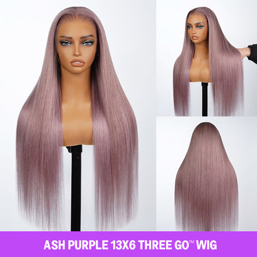 Ash Purple Straight 13x6 Three Go Glueless Wig Product Real Show