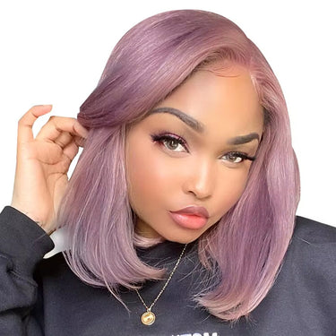 Ash Purple 13*5 Glueless Bob Wig Model Show