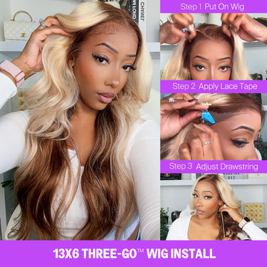 Blonde And Brown Ombre 13x6 Three Go Wig Install