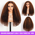 Brown Highlight Jerry Curly 13x6 Three Go Wig Real Show