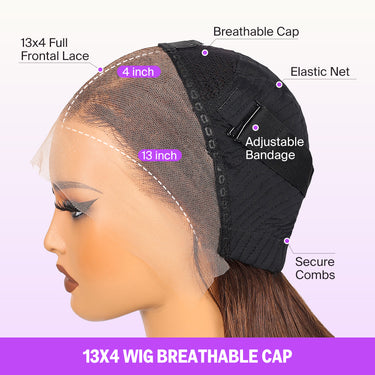 Brown Human Hair 13x4 Lace Front Wigs Breathable Cap