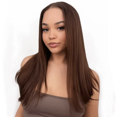 4 Brown Double Drawn Straight Wig Model