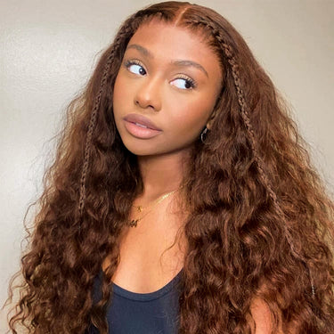 4 Chocolate Brown Bohemian Curly 13x6 Three Go Wig