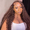 Chocolate Brown Jerry Curly 13x6 Three Go Wig Model
