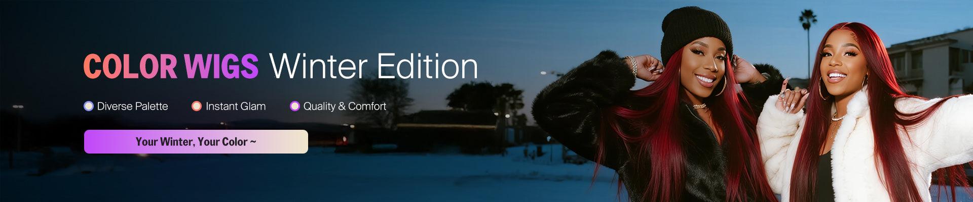 Color Wig Winter Edition Collection Banner On Desktop