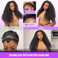 Kinky Curly Half Wig Seamless With Native Hairline