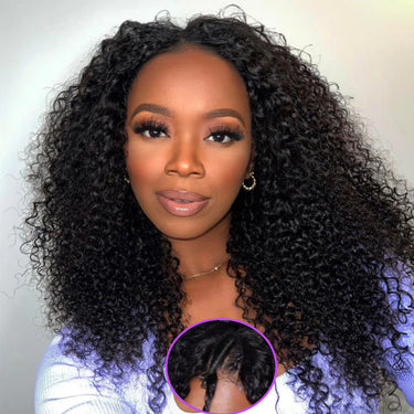 Megalook Glueless Jerry Curly Wig Upgrade V Part Wig No Leave Out Clip & Go