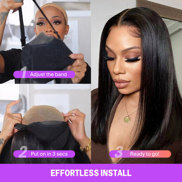Black Double Drawn Straight Wig 3s Effortless Install