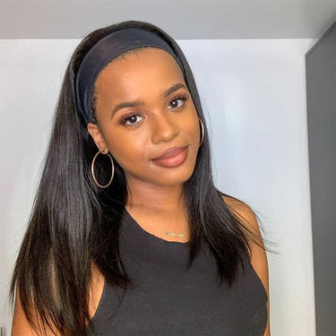 Megalook Headband Glueless Straight Natural Black Human Hair Wig Beginner Friendly