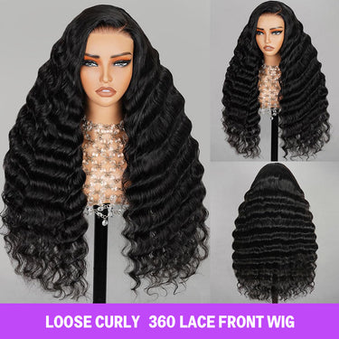 Loose Curly 360 Lace Front Wig Real Show In Different Angles