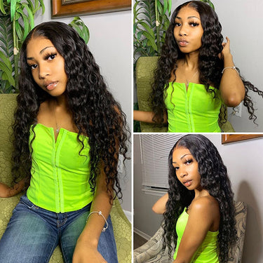 Megalook 4x4 Lace Closure Loose Deep Wave Wigs Natural Black Realistic Hairline Preplucked With Baby Hair