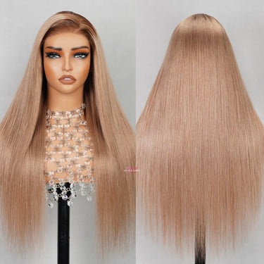 Megalook 6x5 Invisible Knots Glueless Milk Tea Brown Ombre Straight Realistic Hairline Beginner Friendly