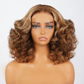 Honey Blonde Highlight Bouncy Curly Wig In Front