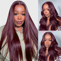 Plum Straight And Body Wave 13x6 Three Go Wig