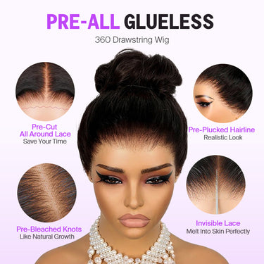 Pre-All Glueless 360 Drawstring Wig Details