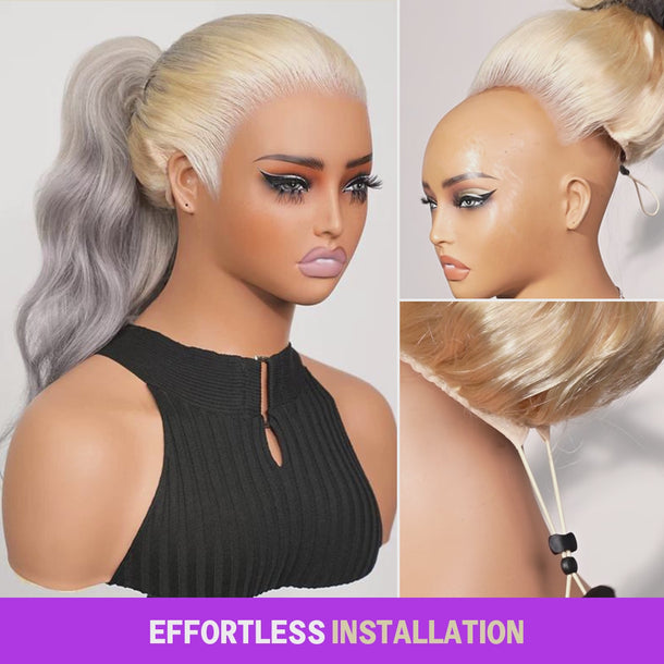 Blonde To Grey Ombre 13x6 Glueless Wig Effortless Install &autoplay