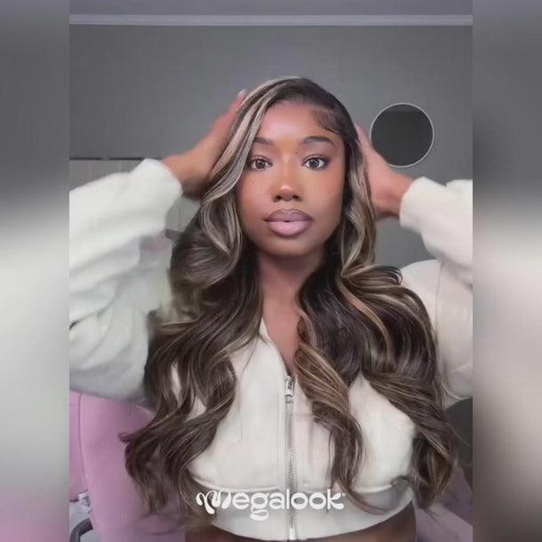 Balayage Highlight Body Wave 13x6 Three-Go Wig Install Video