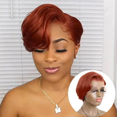 Megalook $49 Final Deal Price 13x4 Lace #33 Reddish Brown Pixie Cut Wig