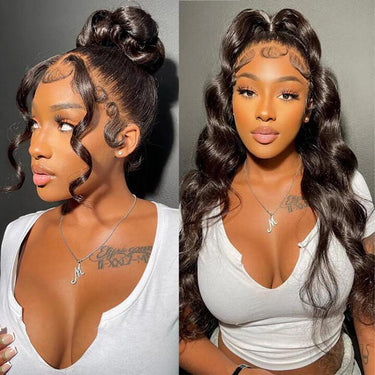 Megalook 360 Full Lace Glueless Body Wave Wigs Invisi Drawstring Natural Black Pull & Go