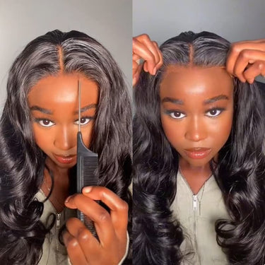 Megalook Bogo Free 6X5 Glueless Pre Cut Lace Glueless Wig 180%&250% Body Wave Human Hair Wear And Go Wig